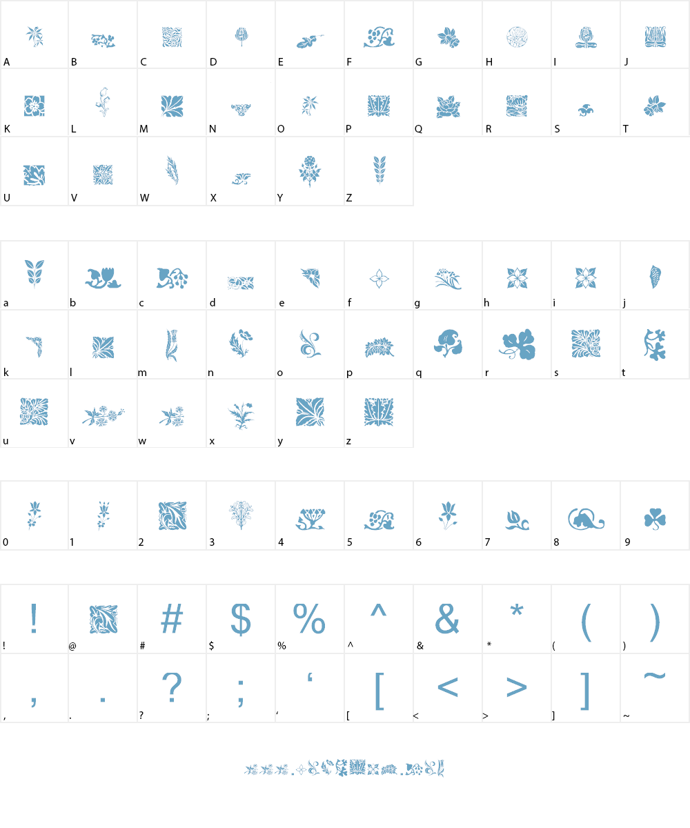 Rough Flowers Font Character